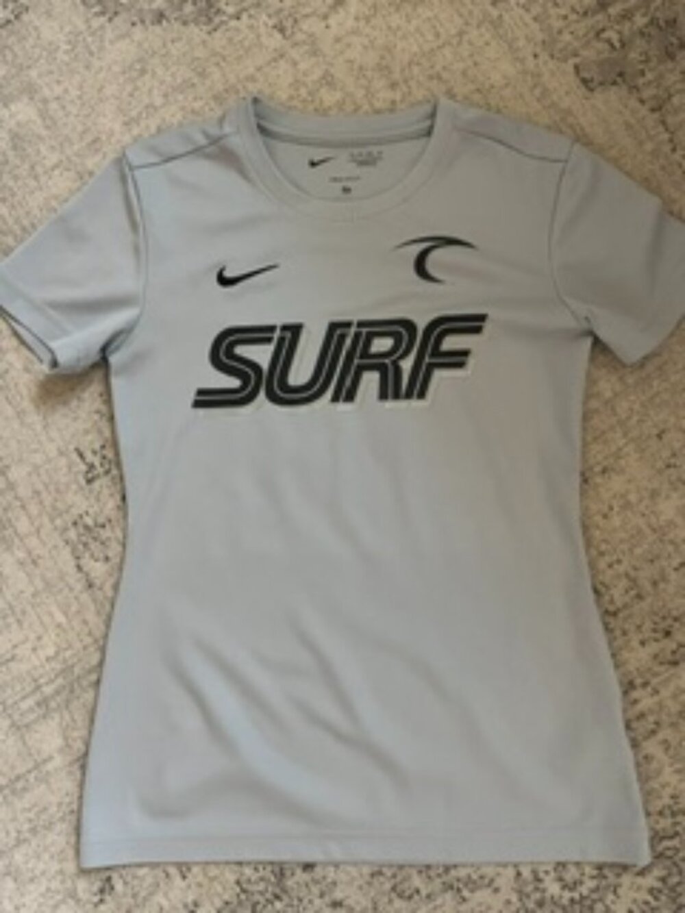 🧡3/$15 NIKE Dri-Fit SURF Gray T-Shirt Number 6 XS